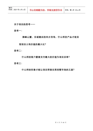 东莞檀宫项目总体定位报告