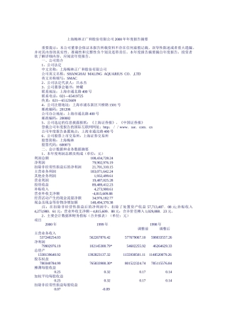 上海某股份公司年度报告