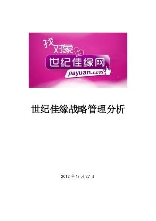 世纪佳缘最终战略管理分析