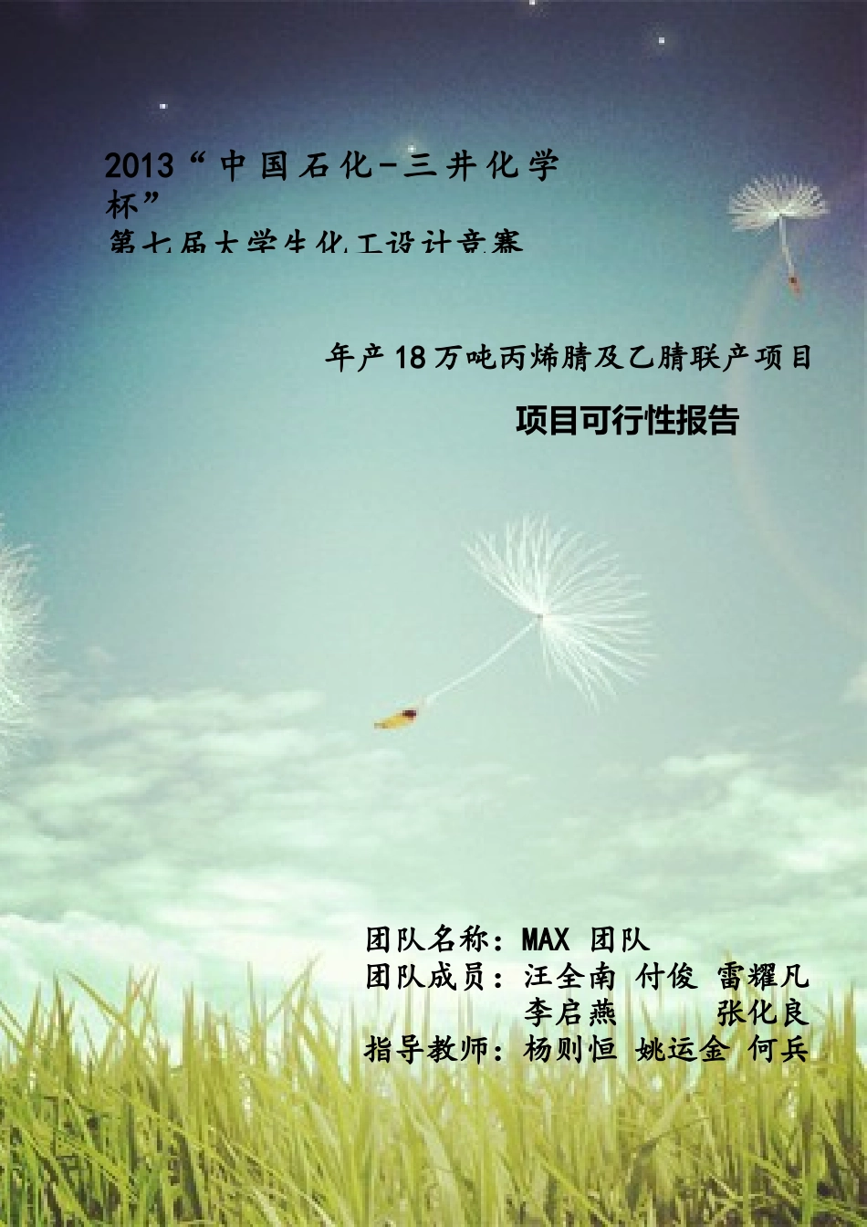 丙烯腈生产可行性论证_第1页