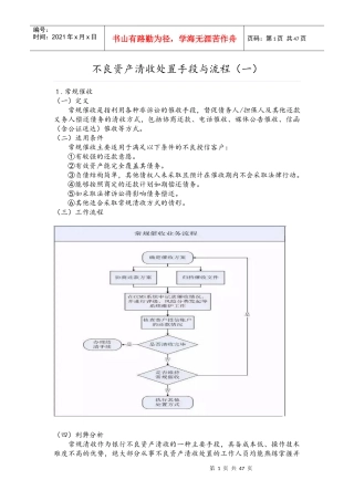 不良资产清收处置手段及流程