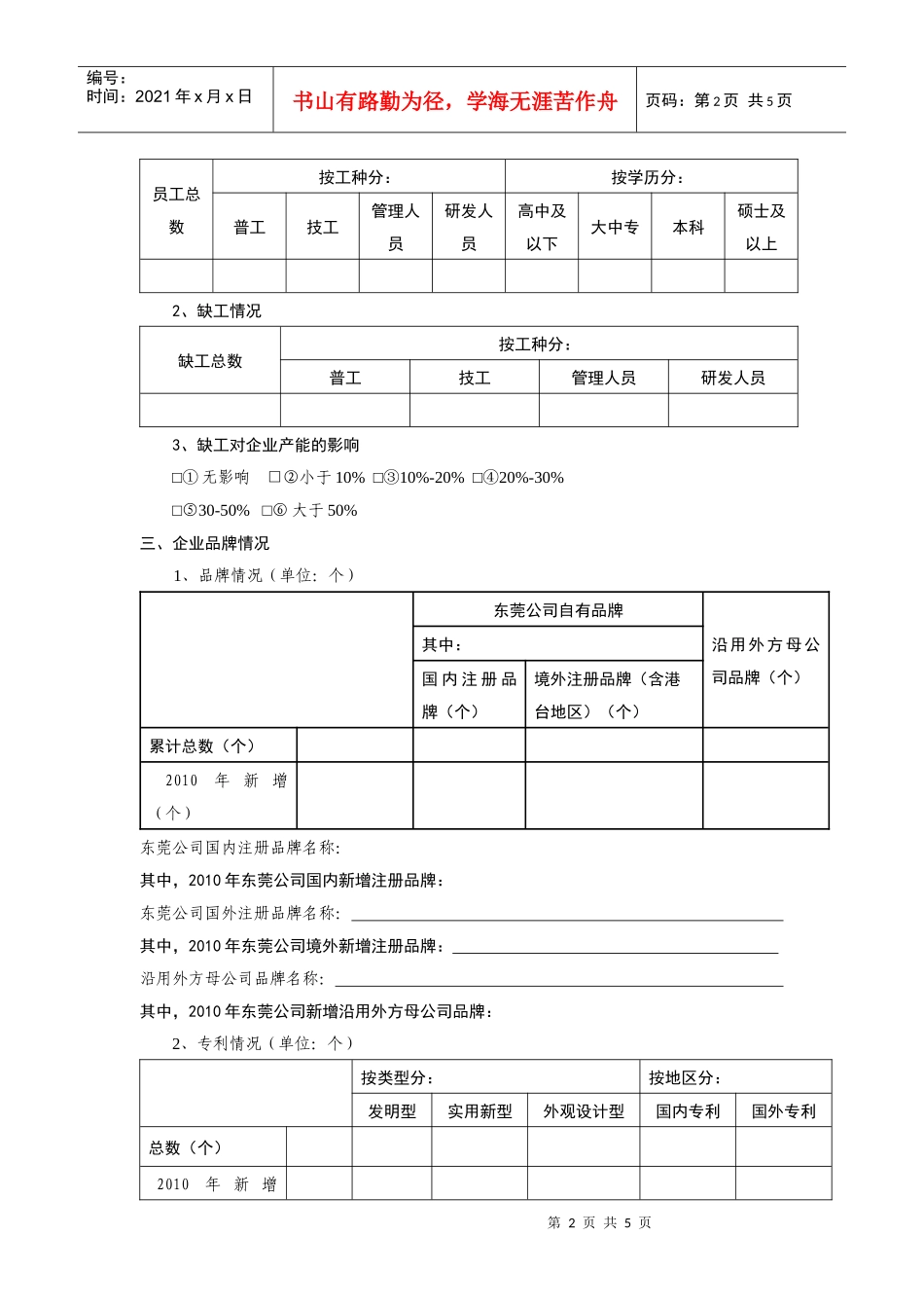 东莞市外资企业经营状况普查问卷_第2页