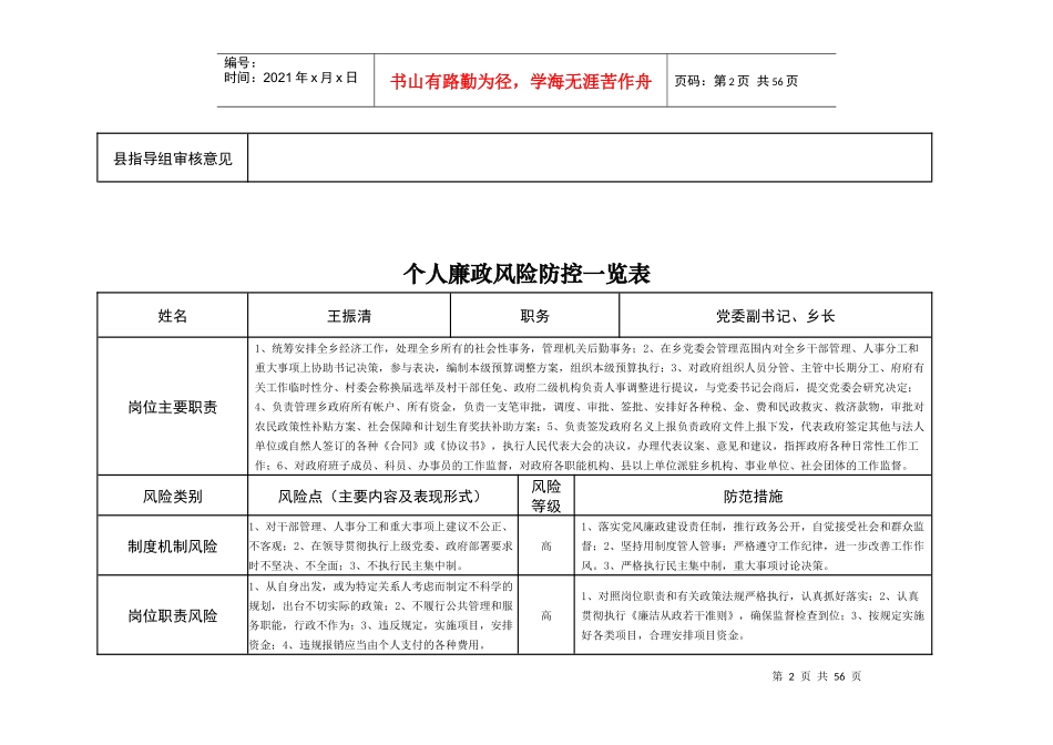个人廉政风险防控一览表_第2页