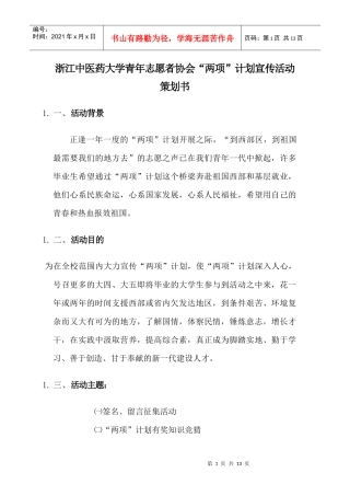 两项计划策划书