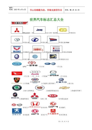 世界汽车标志汇总大全 汽车LOGO 汽车品牌标志大全