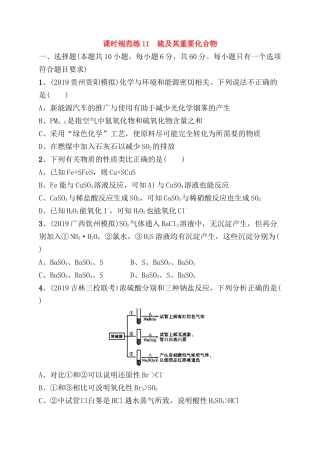课时规范练测试题 硫及其重要化合物
