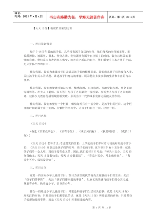 【天天15分】电视栏目策划方案