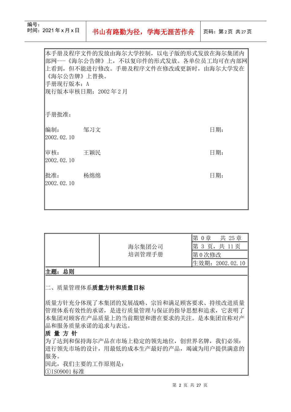 【品牌战略】海尔集团公司培训管理手册_第2页