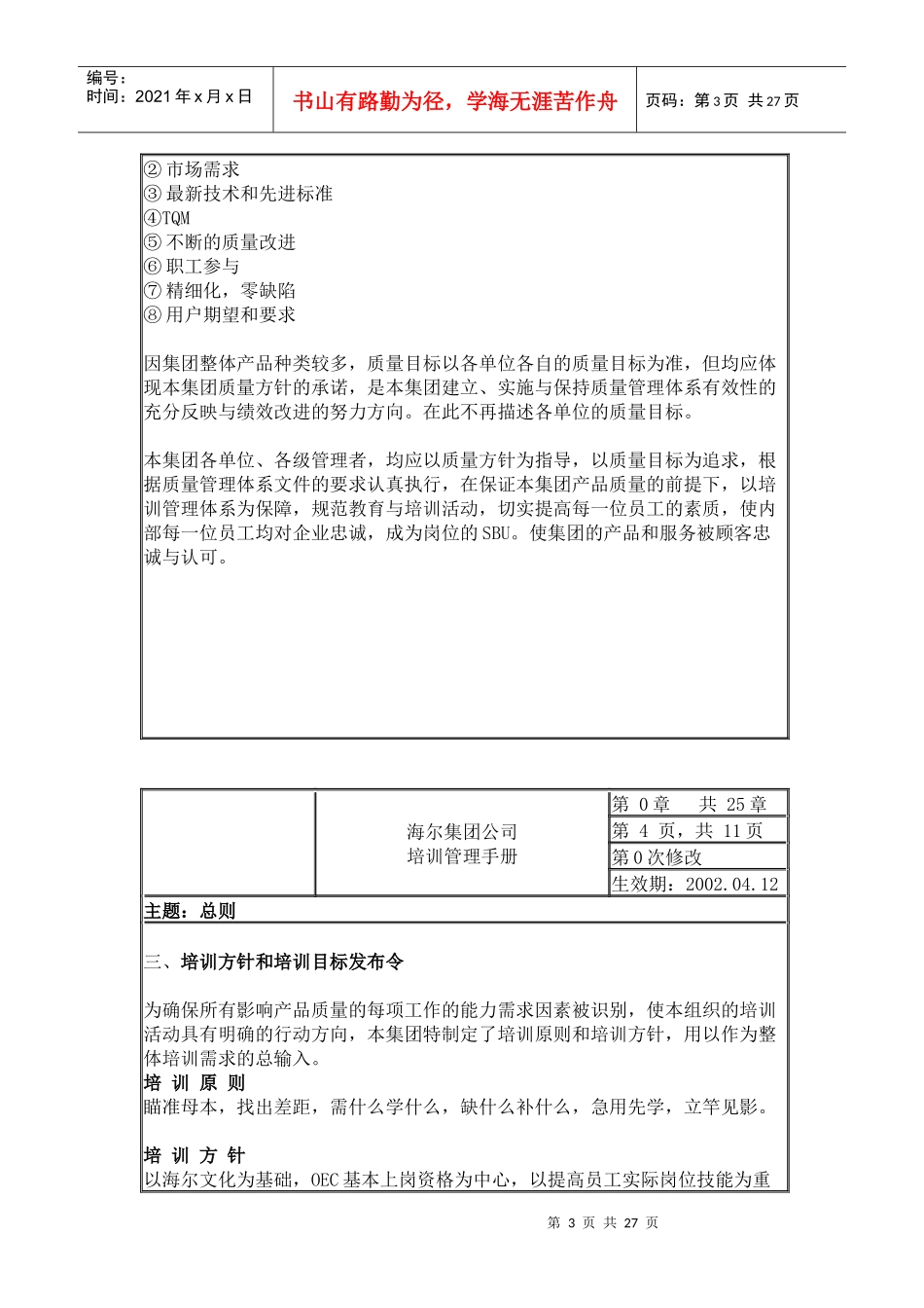 【品牌战略】海尔集团公司培训管理手册_第3页