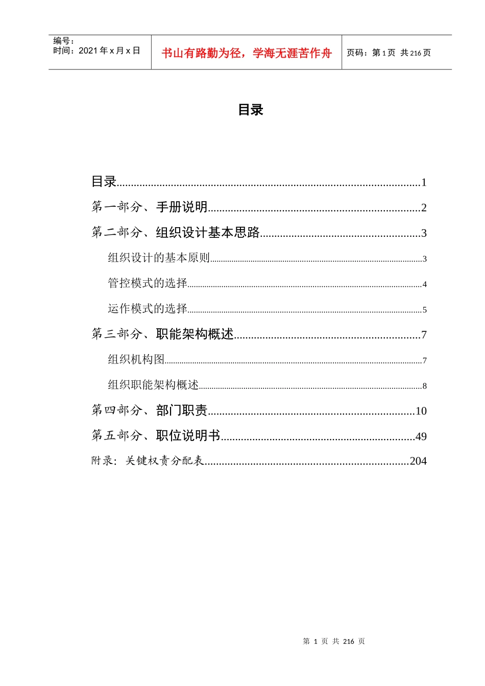 上海上成城市发展投资有限公司组织管理手册_第1页