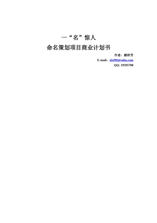一“名”惊人项目商业计划书