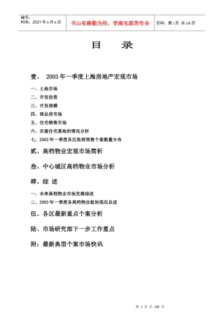 上海市高档物业市场调查报告