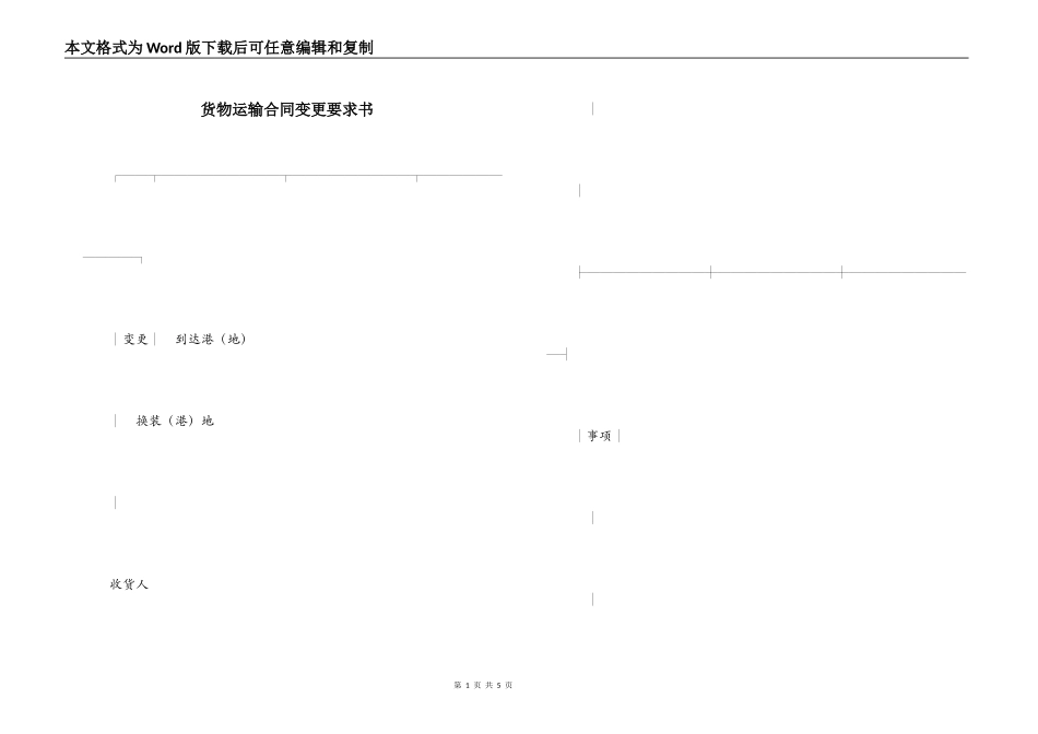 货物运输合同变更要求书_第1页