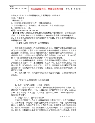 【精品文档-管理学】如何实施“南盛”柑桔品牌营销战略_市场营