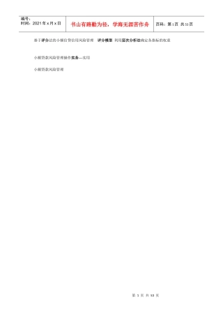 【小额贷款风险管理操作实务---实用】