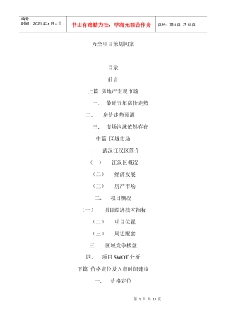 万全项目策划简案