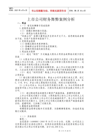 上市公司财务舞弊案例分析