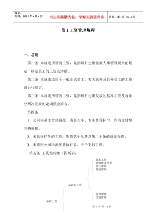 【薪酬福利】员工工资管理规程