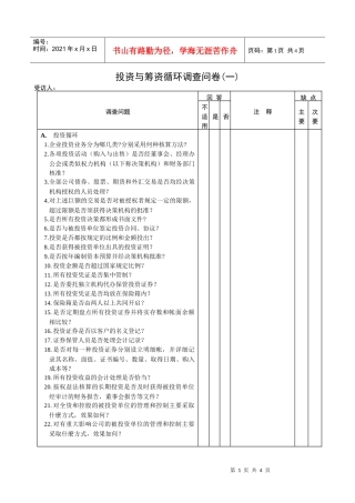 【财务表格】投资与融资循环问卷