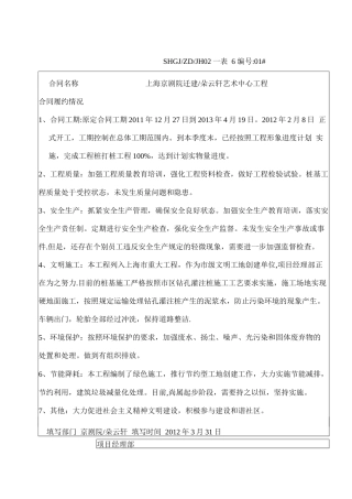 工程合同履约情况表