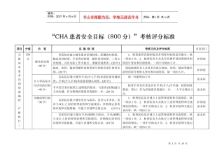 CHA患者安全目标（800分考核评分标准