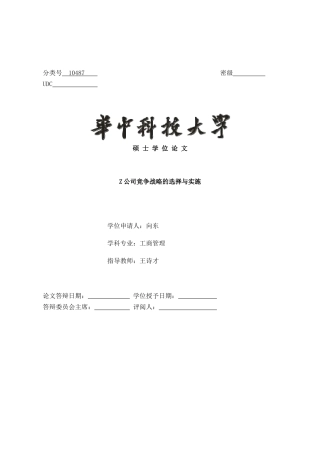 Z公司竞争战略的选择与实施