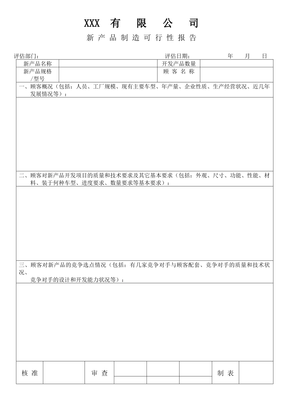 有限公司新产品制造可行性报告_第1页