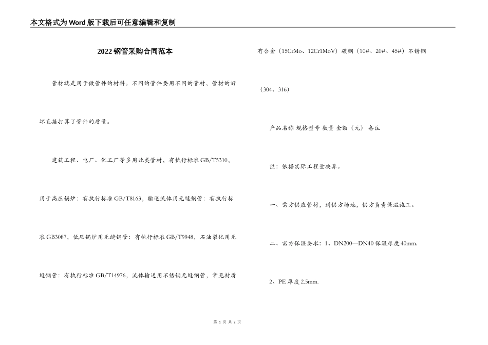 2022钢管采购合同范本_第1页