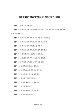 《商业银行资本管理办法（试行》附件