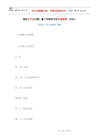 人有限公司章程