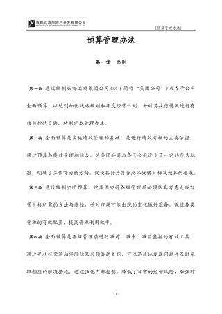 集团管控制度与核心流程汇编财务管理预算管理办法DOC49页)acj