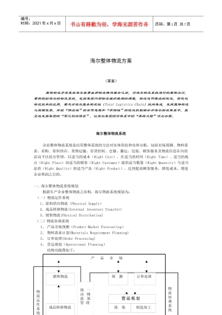《海尔整体物流方案》