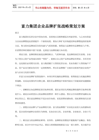 集团企业品牌扩张战略策划方案doc10)