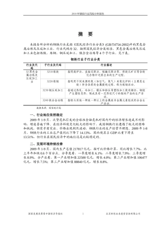 年钢铁行业风险分析报告
