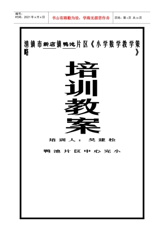 《小学数学教学策略》培训教案