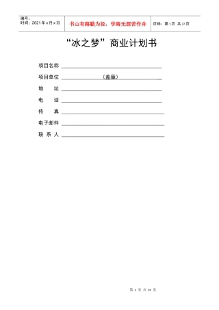 《冰之梦商业计划书》