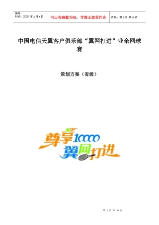 翼网打进业余网球挑战赛湖南级决赛策划案