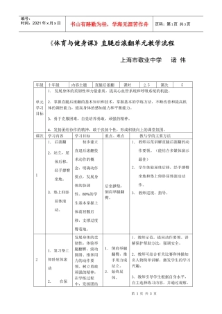 《体育与健身课》直腿后滚翻单元教学流程