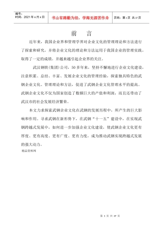 武汉钢铁集团企业文化探讨第一稿)（DOC33页