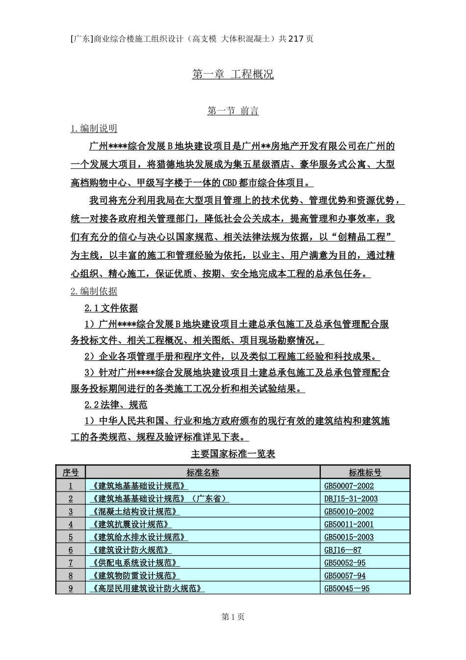 [广东]商业综合楼施工组织设计高支模大体积混凝土)_第1页