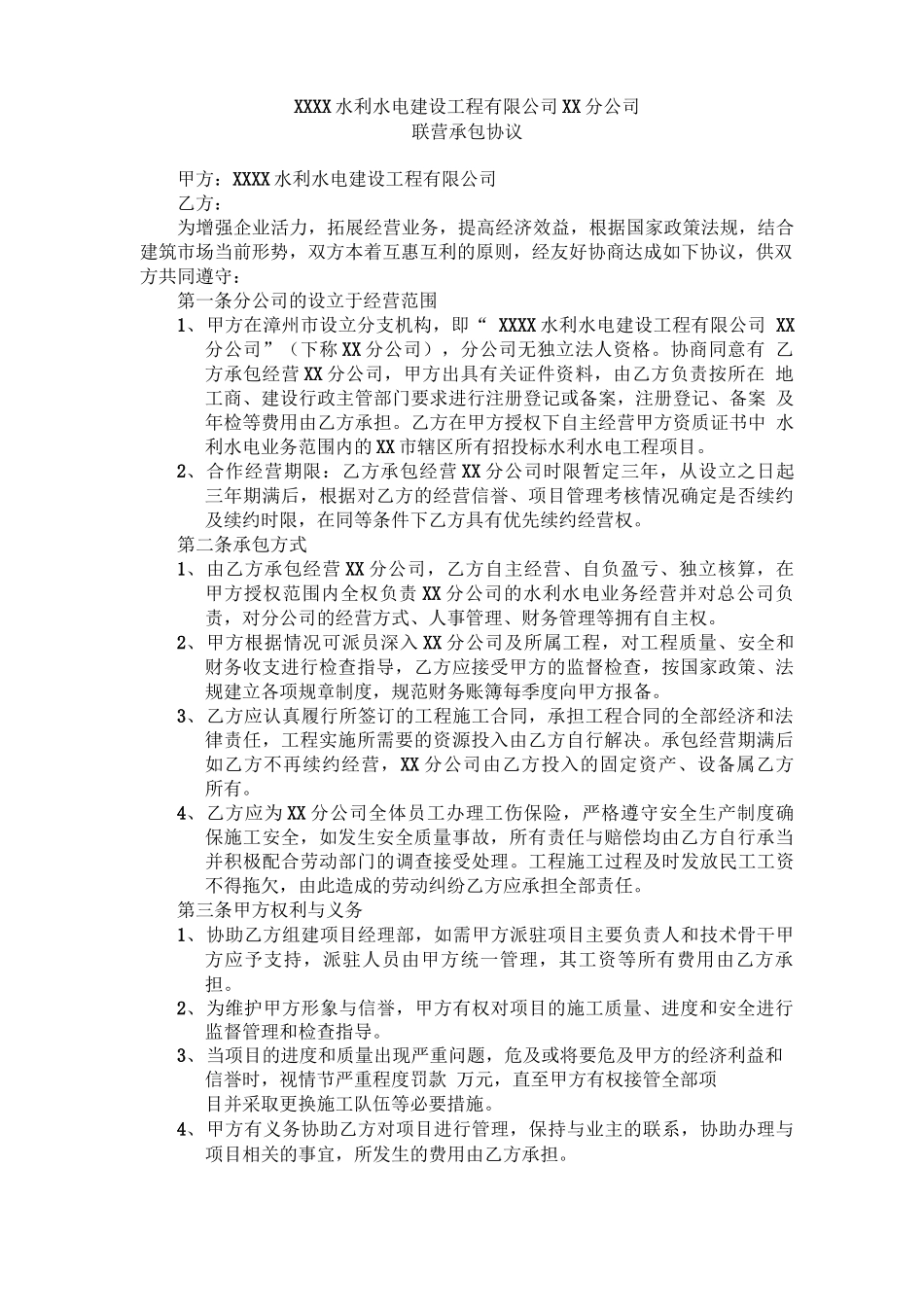 分公司合同书_第1页