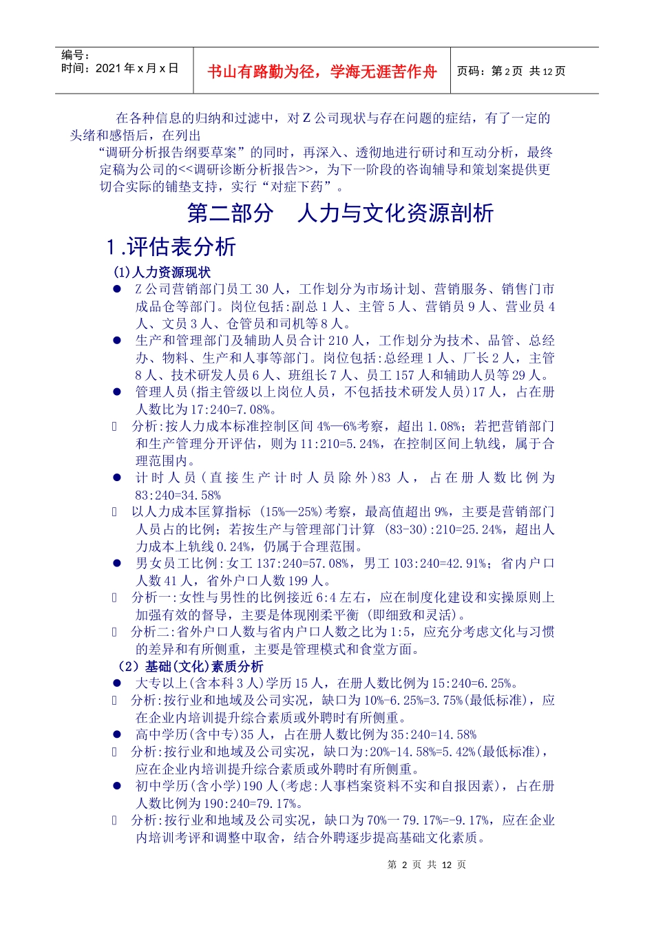 Z公司人力资源诊断报告（节选_第2页