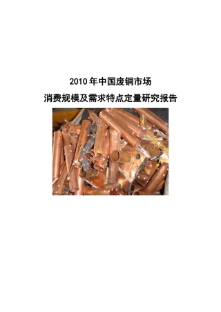 年中国废铜市场消费规模及需求特点定量研究报告