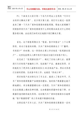 《汽车行业四大解决方案》讲解