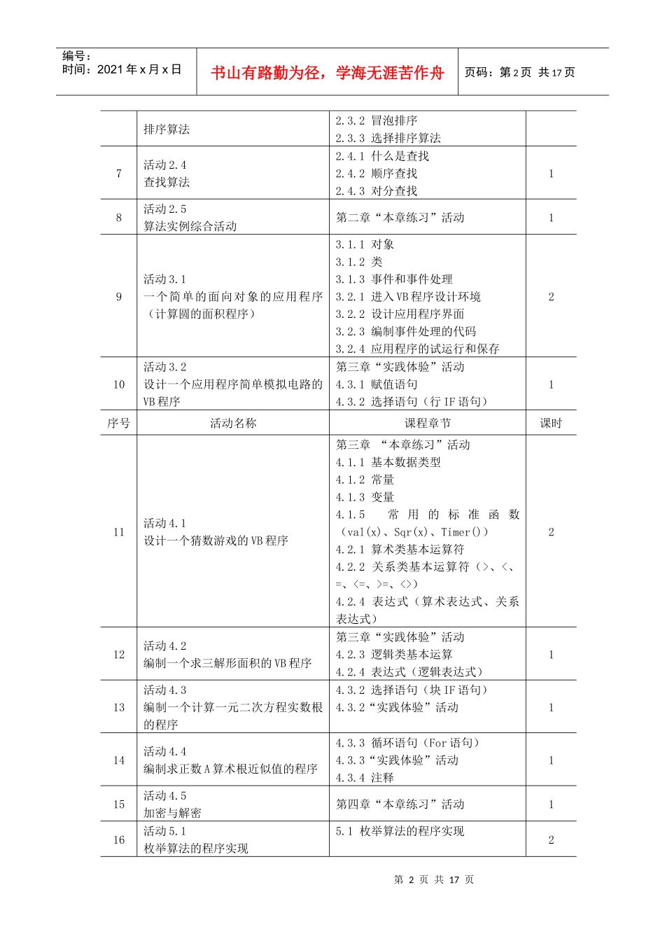 《算法与程序设计》课堂教学教材组织方案_第2页
