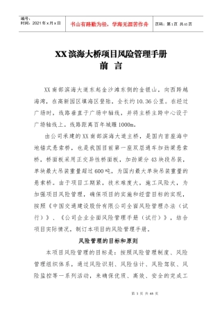 滨海大桥项目风险管理手册