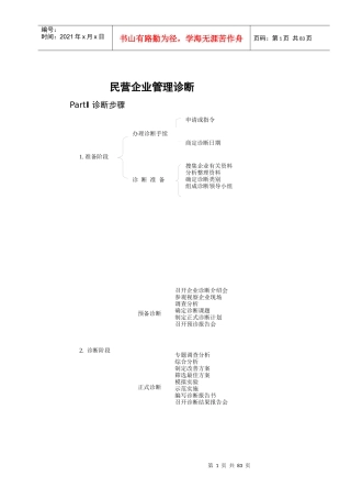 [企业诊断]绝对超值实用的资料民营企业管理诊断DOC85页)