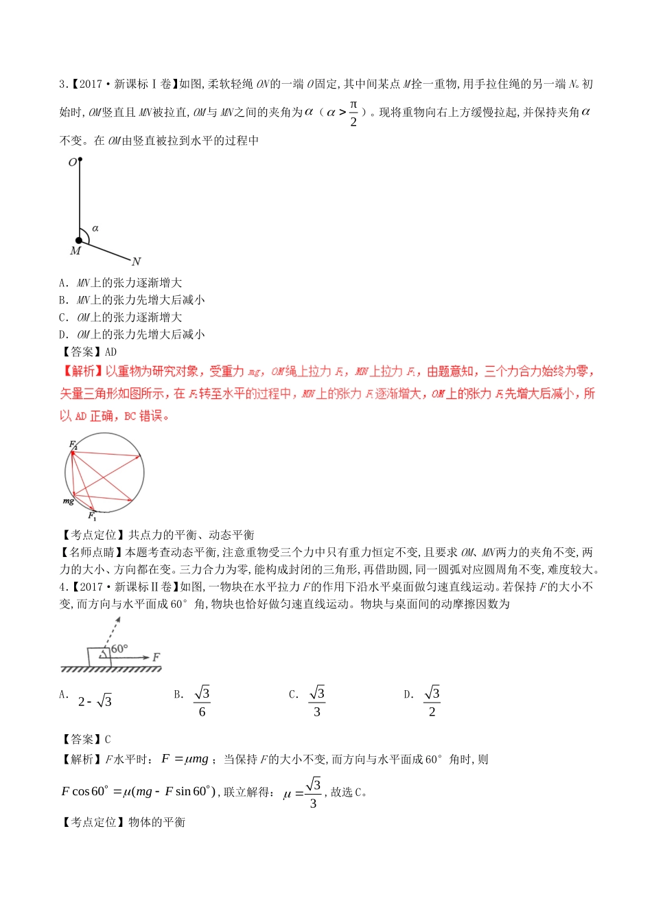 专题物理测试练习题  相互作用_第3页