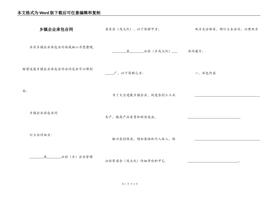 乡镇企业承包合同_第1页
