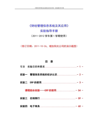 XXXX年《财经管理信息系统及其应用》实验指导手册-XXXX1026(终稿)_
